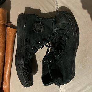 All black high-top Converse